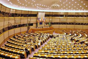 Το εσωτερικό του Ευρωκοινοβουλίου στις Βρυξέλλες The Interior of the European Parliament in Brussels